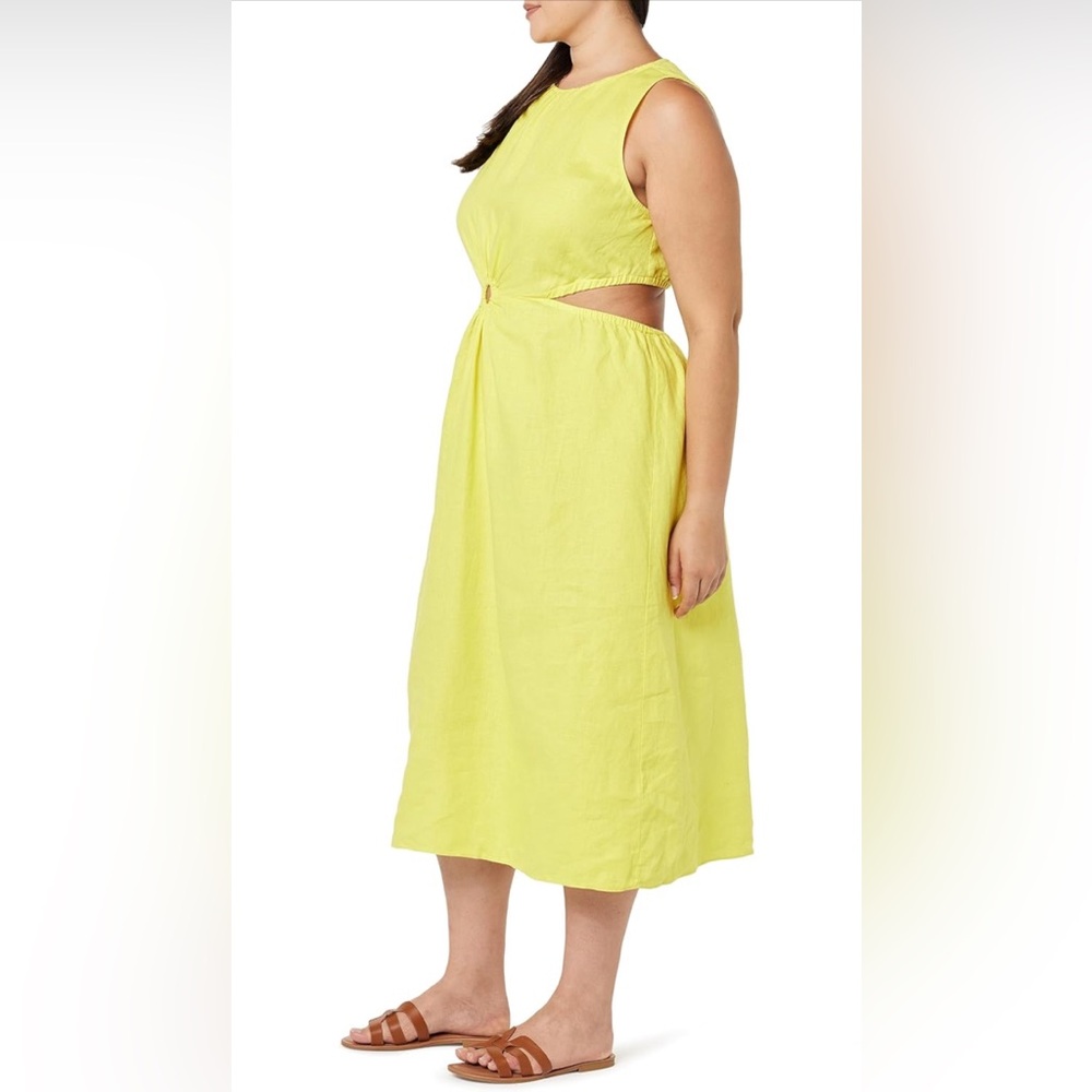 100% Linen Women's Sade Cutout Midi Dress - Picture 3 of 3